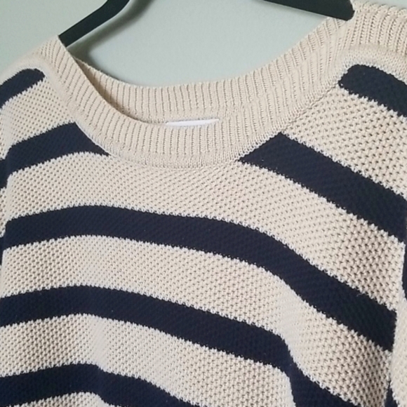 Susan Graver Preppy Nautical Academia Coastal essentials striped knit sweater 2X - Picture 2 of 7